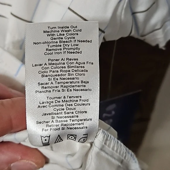 Freestyle 2 Piece Set White Button Down Blue Brown Stripe Sleeve Brown Cargo 5 - Picture 12 of 13